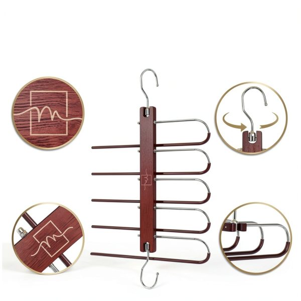 MORALVE Beech Wood Pants Hanger 2 Pack Foldable Anti Slip-1