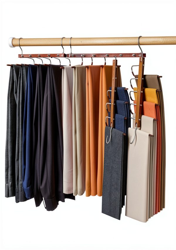 MORALVE Beech Wood Pants Hanger 2 Pack Foldable Anti Slip-3