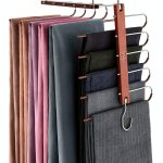 MORALVE Beech Wood Pants Hanger 2 Pack Foldable Anti Slip-0
