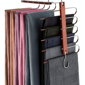 MORALVE Beech Wood Pants Hanger 2 Pack Foldable Anti Slip-0