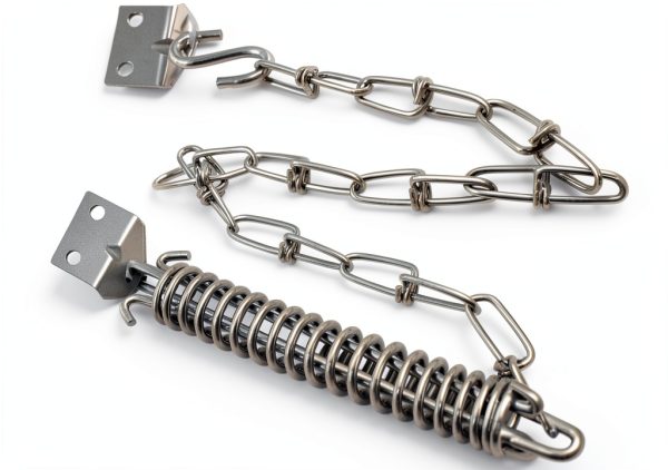 Screen Door Chain OZXNO Storm Door Protector with Spring Silver-3