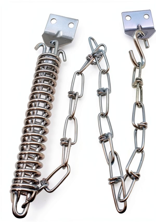 Screen Door Chain OZXNO Storm Door Protector with Spring Silver-1