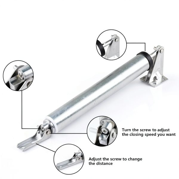 Heavy Duty Pneumatic Screen Door Closer RUGLAMZHIP Silvery 90° Open-3