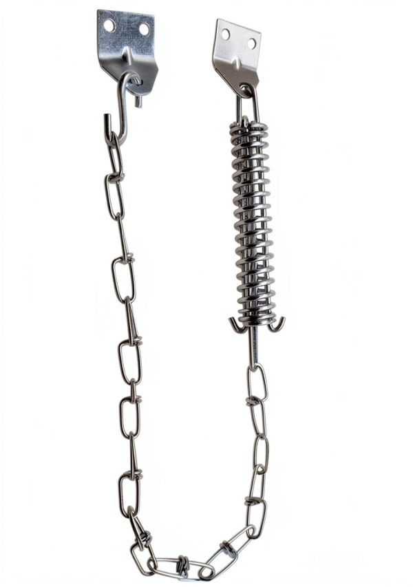 Screen Door Chain OZXNO Storm Door Protector with Spring Silver-2