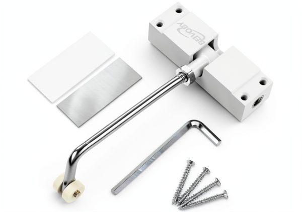 Automatic Door Closer BEIVOBY Adjustable Zinc Alloy White Finish-0