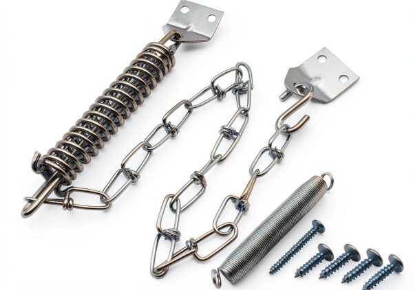 Screen Door Chain OZXNO Storm Door Protector with Spring Silver-0